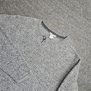Carbon 2 Cobalt Mens Grey Textured Cotton Henley Sweater Size L Bergen Pullover
